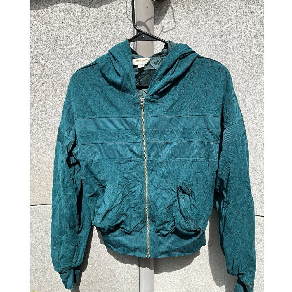 Vintage Diesel Women’s Sz S Zip Teal Blue Jacket Racer Activewear Made in Italy